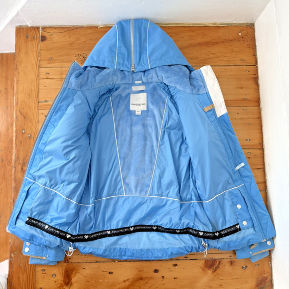 Obermeyer Hadley Ski Jacket Womens 10P Puffer Hooded Apres Y2K Snow Retro Blue - Picture 10 of 12